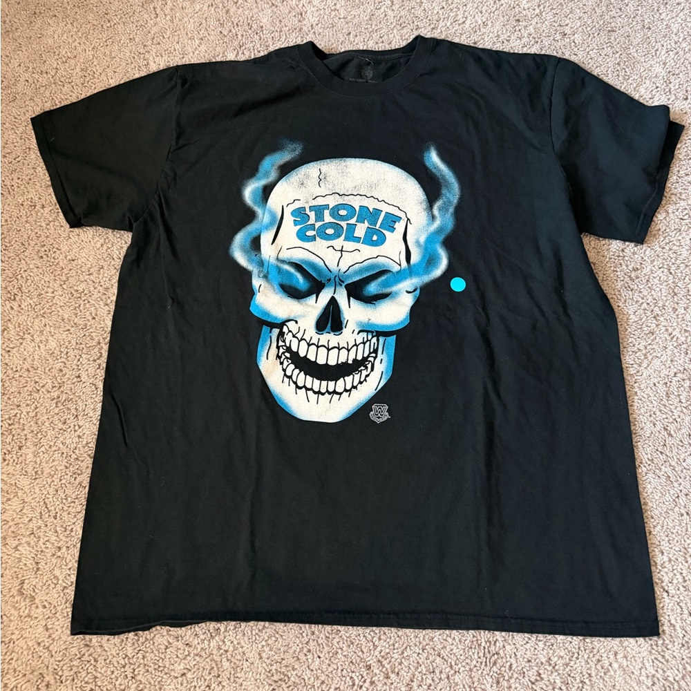 Stone Cold Black Graphic Skull T-Shirt